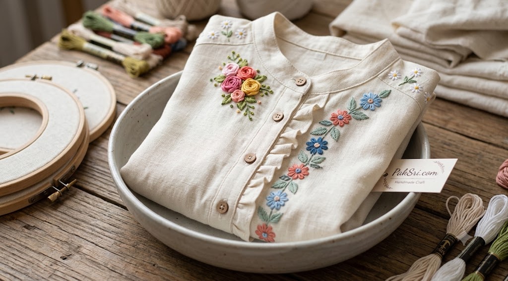 Floral Linen Button Top