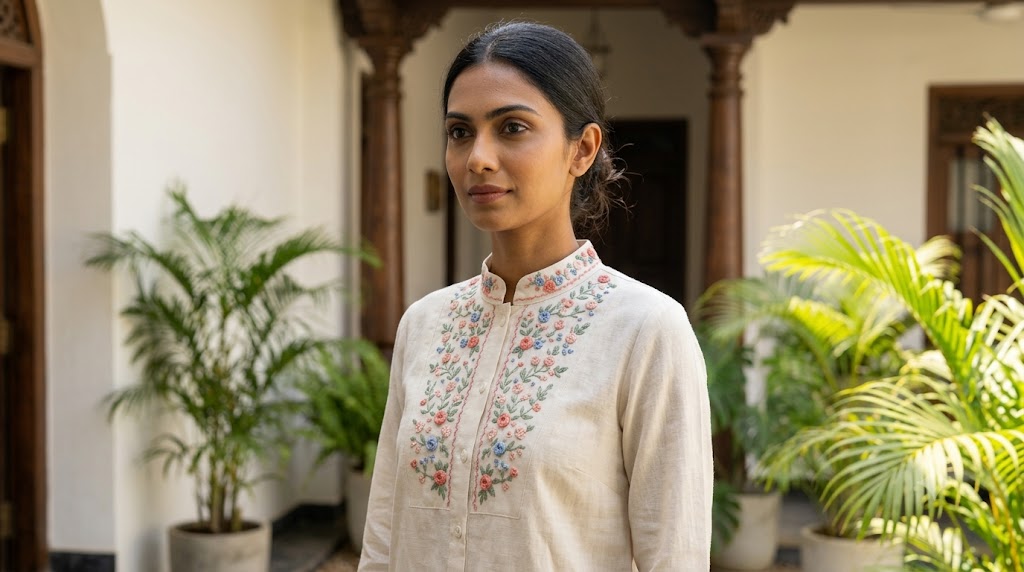 Ivory Botanical Blouse